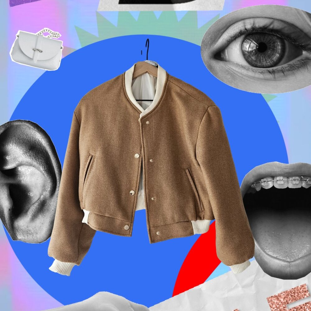 Zara Camel Bomber Jacket with Ribbed Hem and Faux Fur Collar (Size M)